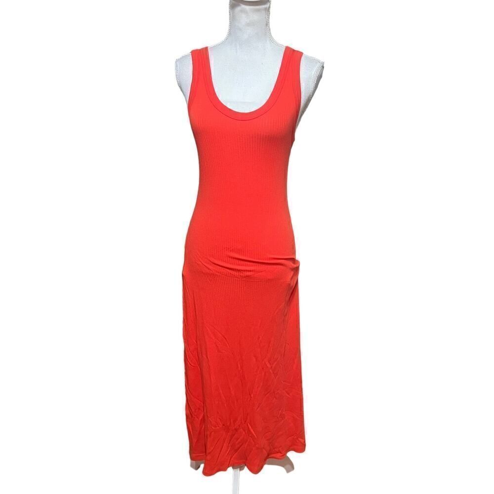 L Space‎ Womens Maxi Dress orange ribbed tank dress  Size XS Spring Fling